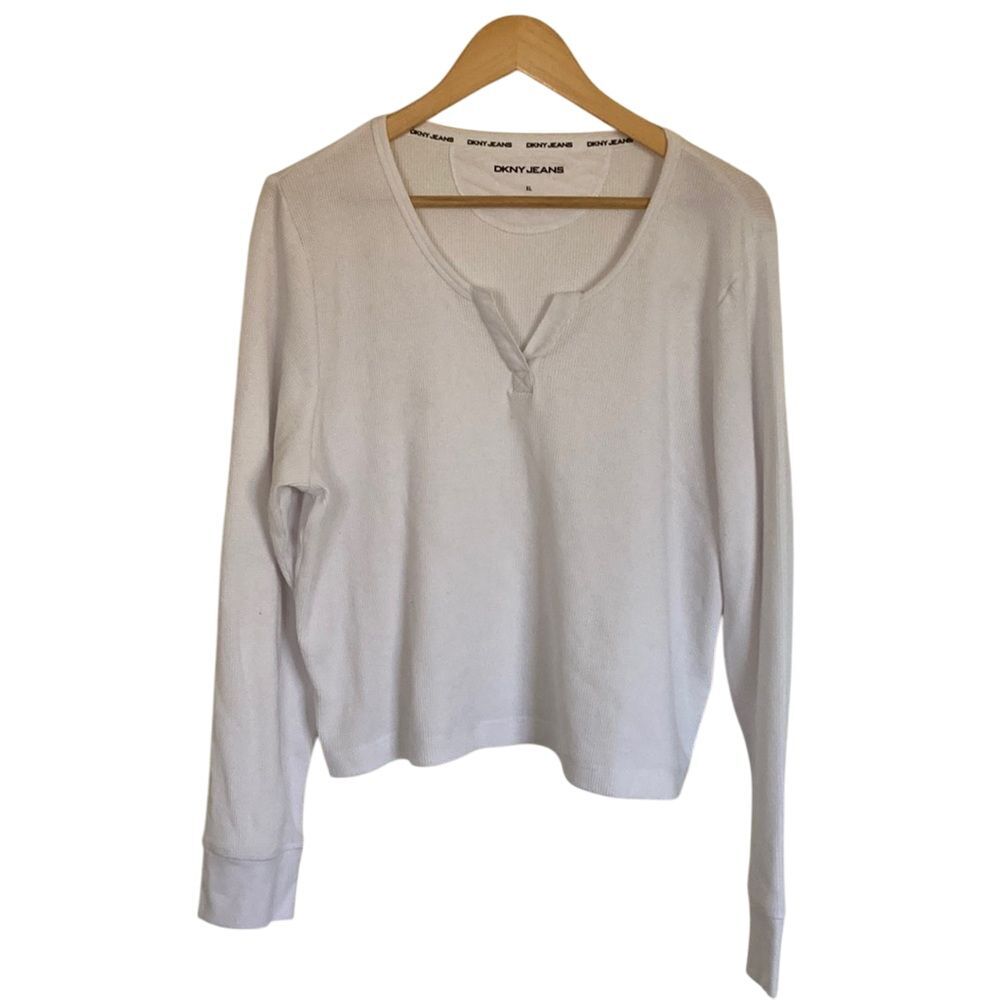 DKNY‎ Long Sleeve Crop Thermal in White Size XL